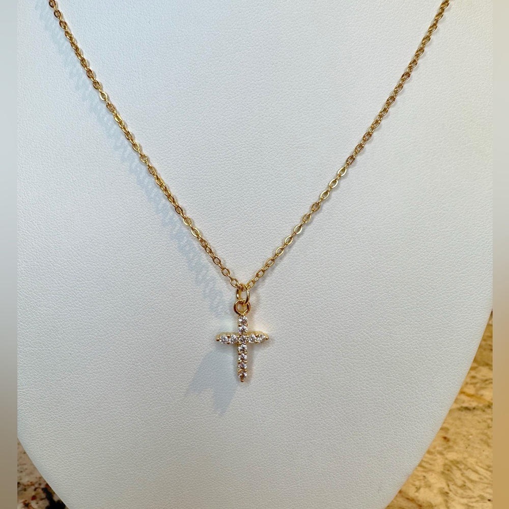 Cross Necklace 18K Yellow GP & Stainless Steel